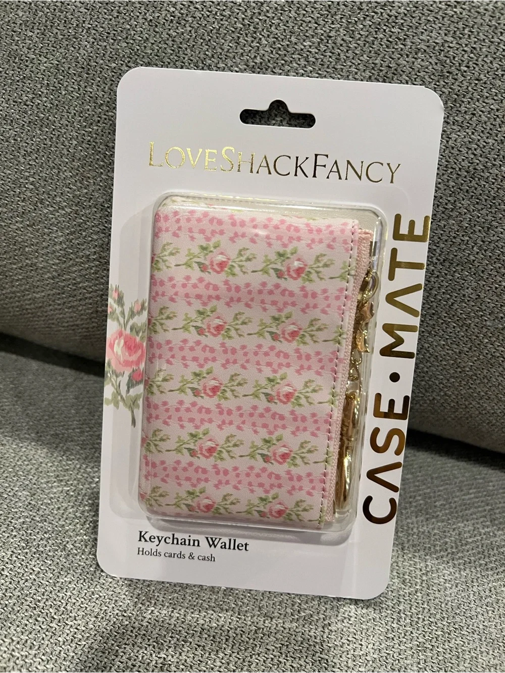 New Loveshackfancy – Case-Mate Blooming Heirloom Zipper Coin Pouch Strawberry